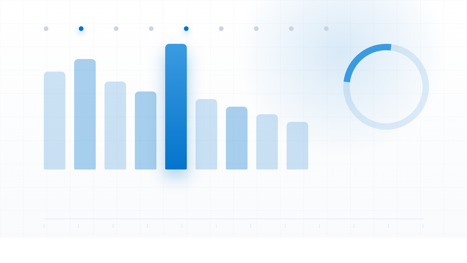 Abstract composition of blue vertical bars stepping downward with one brighter focal bar, suggesting a cooling property market.