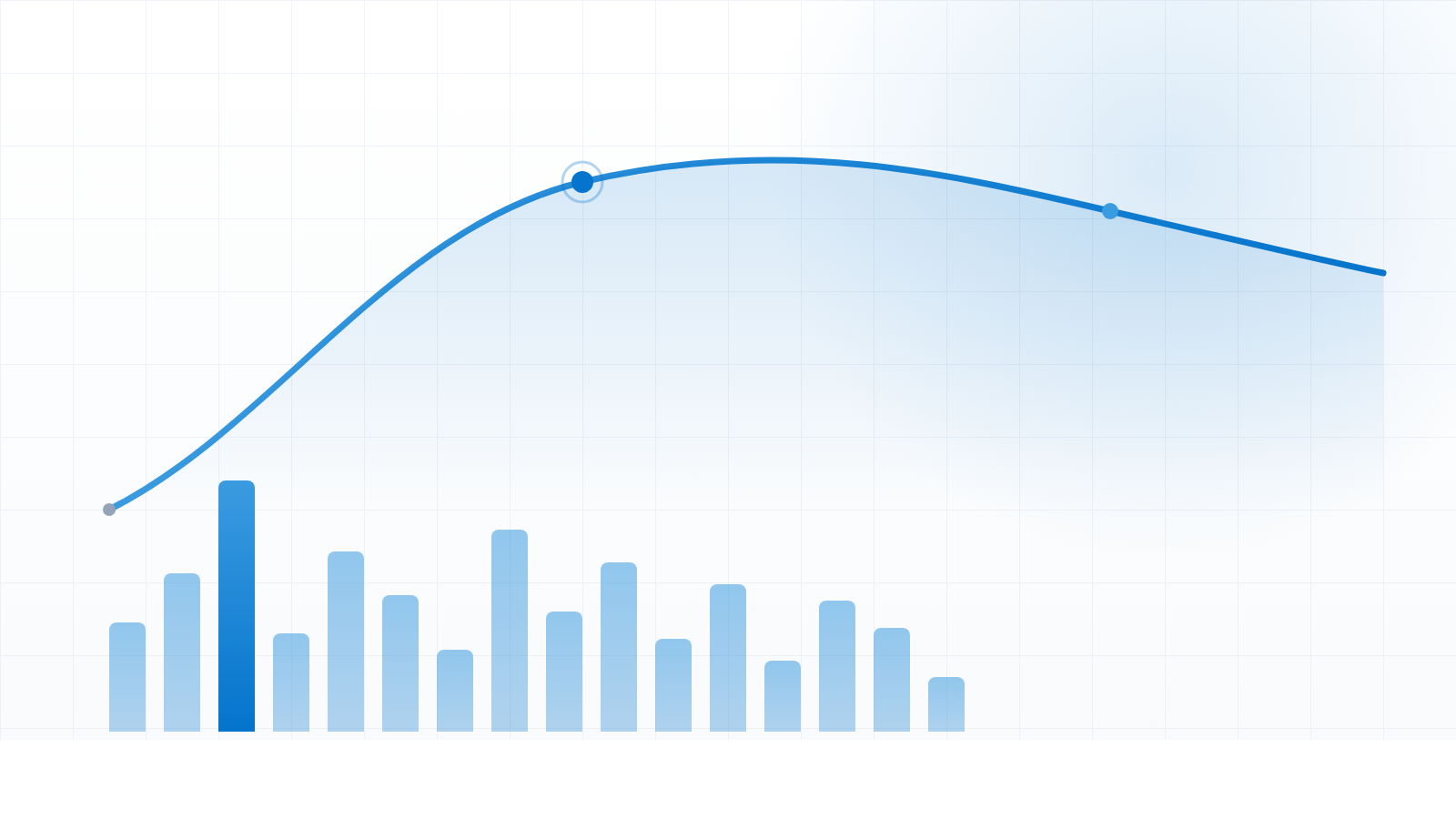 An abstract editorial graphic of a gently flattening population growth curve over a stylised map of Australia, with a single brand blue accent on a pale background.